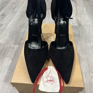 Christian Louboutin Astrida Bride 100V B439 Black Suede Heels 42